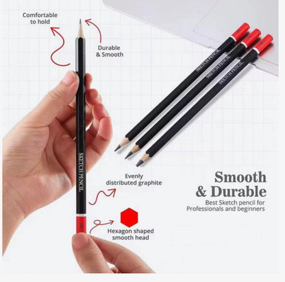 14-delige Professionele Tekenset – Sketch Potloden Set met Gum en Puntenslijper – HB t/m 12B – Voor Tekenen, Schetsen en Kunst