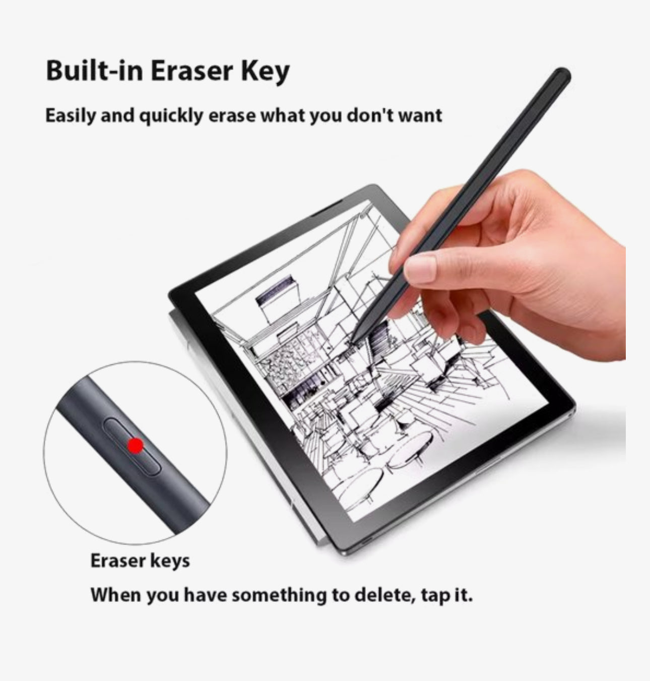 Stylus Pen voor Samsung Galaxy Tab S – Palm Rejection – Magnetisch – Met Wisserknop – Zonder Bluetooth of Opladen – Inclusief 3 Reserve Nibs – Compatibel met S6 Lite / S7 / S8 / S9