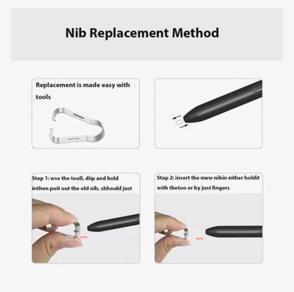 Stylus Pen voor Samsung Galaxy Tab S – Palm Rejection – Magnetisch – Met Wisserknop – Zonder Bluetooth of Opladen – Inclusief 3 Reserve Nibs – Compatibel met S6 Lite / S7 / S8 / S9