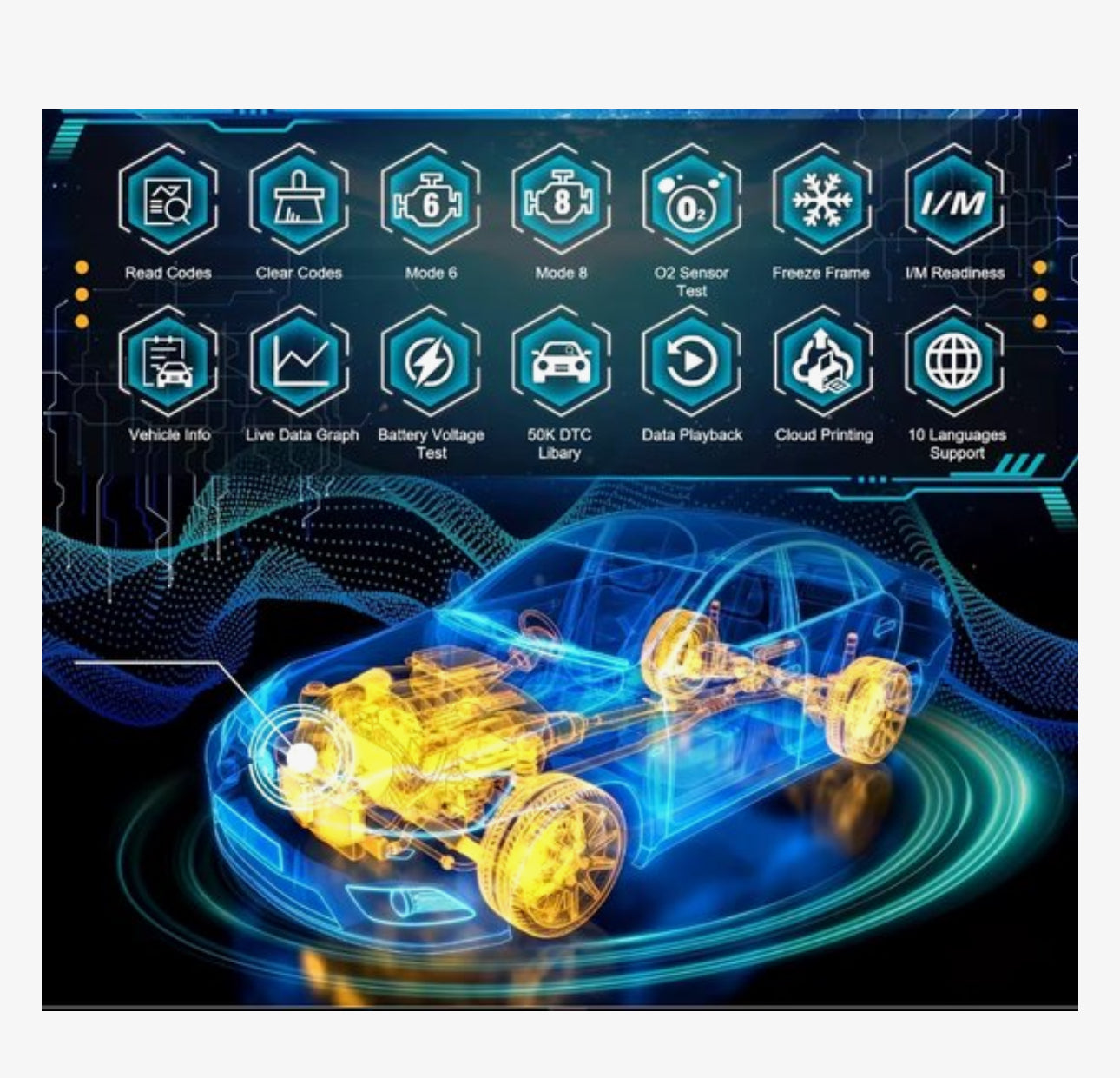 OBD2 Diagnosetool voor Auto’s – Auto Uitleesapparaat – Check Engine Reset – Foutcode Lezer – Live Data – Accucontrole – OBDII/EOBD/CAN