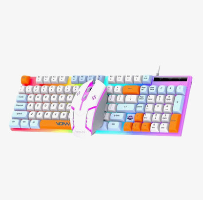 Gaming Toetsenbord en Muis Set – 98 Toetsen – RGB Verlichting – Bedraad – Wit