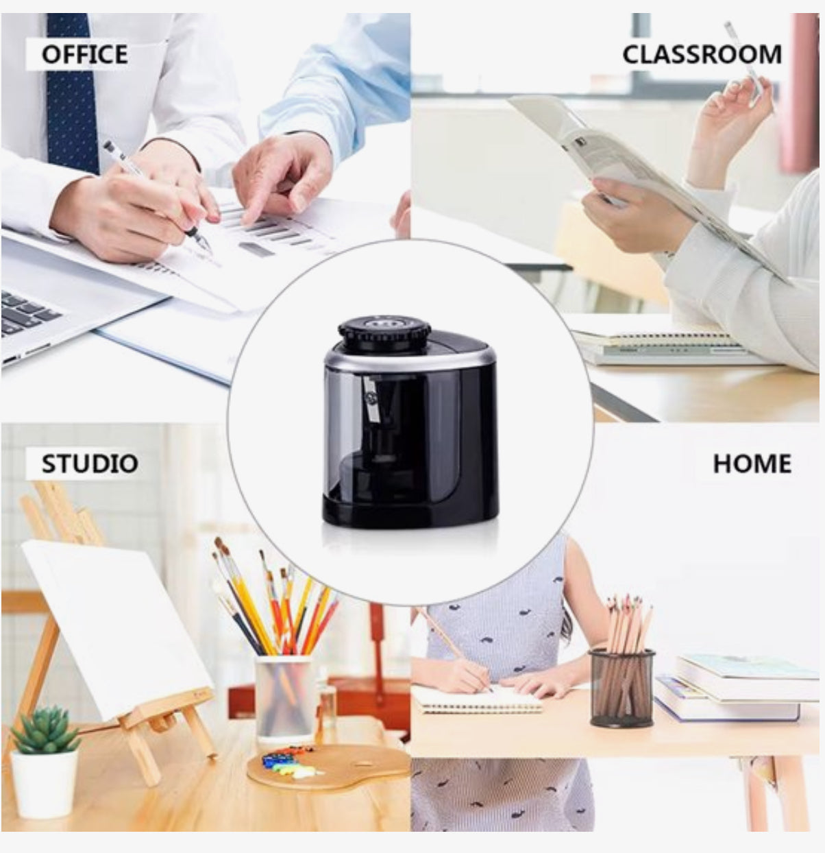 Originele Tenwin Elektrische Puntenslijper – Automatische Potloodslijper op Batterijen – Inclusief Extra Reservemes – Compact & Veilig – Voor School, Kantoor en Kinderen – Roze