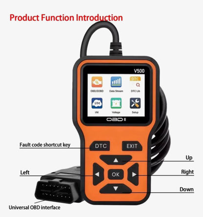 OBD2 Diagnoseapparaat V500 – Auto Uitleesapparaat – Foutcodelezer – OBDII Scanner – Live Data – Accuspanning Test – Benzine & Diesel