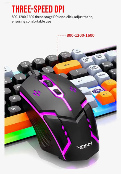 Gaming Toetsenbord en Muis Set – 98 Toetsen – RGB Verlichting – Bedraad – Wit