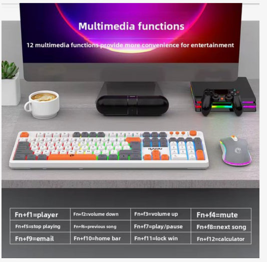 Gaming Toetsenbord en Muis Set – RGB Verlichting – 104 Toetsen – Bedraad USB – Multimedia Toetsen & Volume Knop – Inclusief Mousepad – Wit