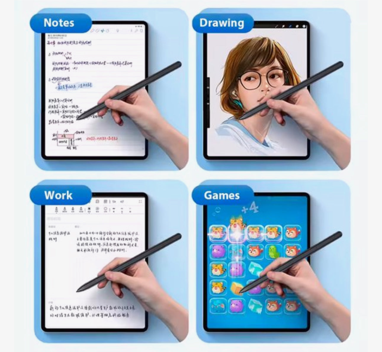 Stylus Pen voor Samsung Galaxy Tab S – Palm Rejection – Magnetisch – Met Wisserknop – Zonder Bluetooth of Opladen – Inclusief 3 Reserve Nibs – Compatibel met S6 Lite / S7 / S8 / S9