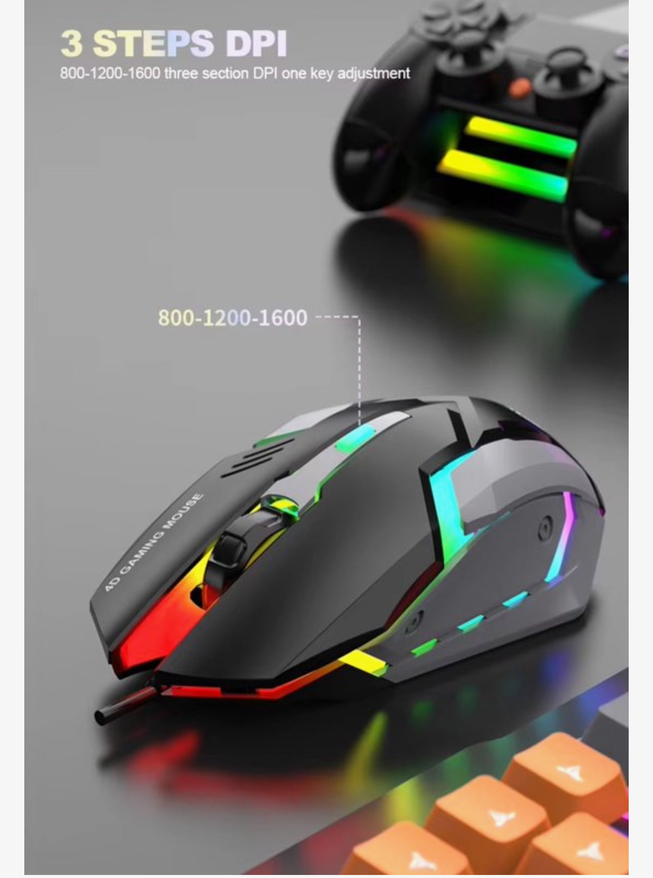 Gaming Toetsenbord en Muis Set Wit – RGB LED Verlichting – 104 Toetsen – Anti-Ghosting – Ergonomische Polssteun – Verstelbare DPI 800/1200/1600 – Telefoonhouder – USB Gaming Keyboard & Mouse voor PC Laptop