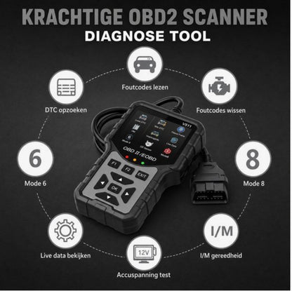 OBD2 - V511 Scanner – Auto Diagnoseapparaat – Foutcodes Lezen & Wissen – Check Engine Reset – Live Data – Smog Test (I/M Readiness) – Accuspanning Test – OBDII/EOBD