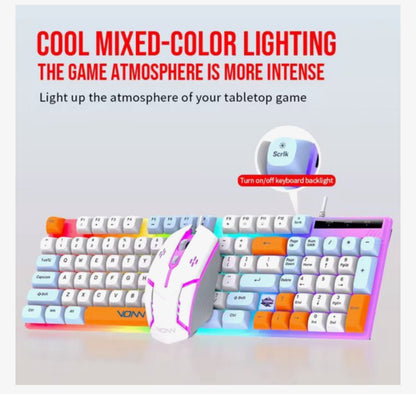 Gaming Toetsenbord en Muis Set – 98 Toetsen – RGB Verlichting – Bedraad – Wit