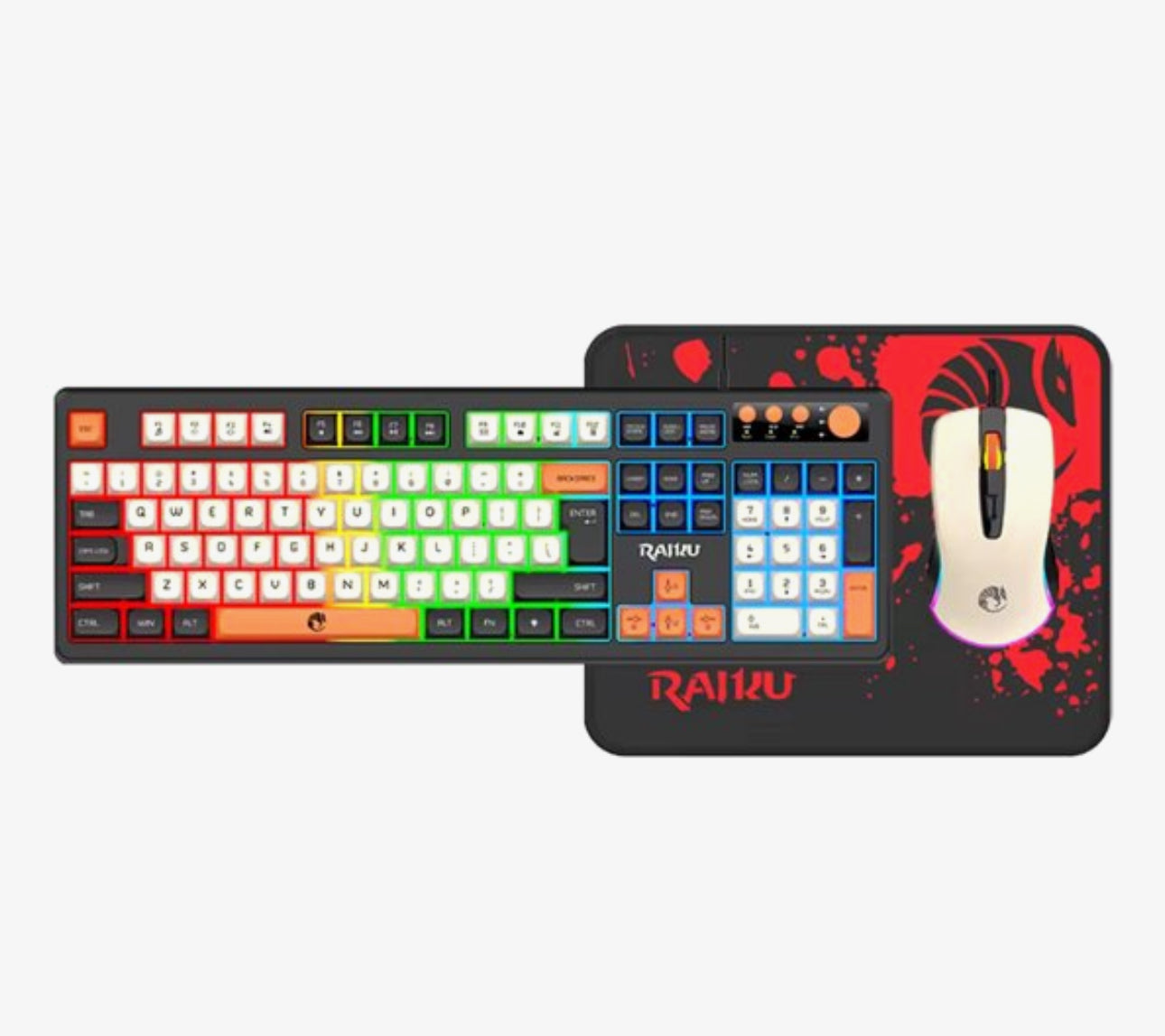 Gaming Toetsenbord en Muis Set – RGB Verlichting – 104 Toetsen – Bedraad USB – Multimedia Toetsen & Volume Knop – Inclusief Mousepad – Zwart