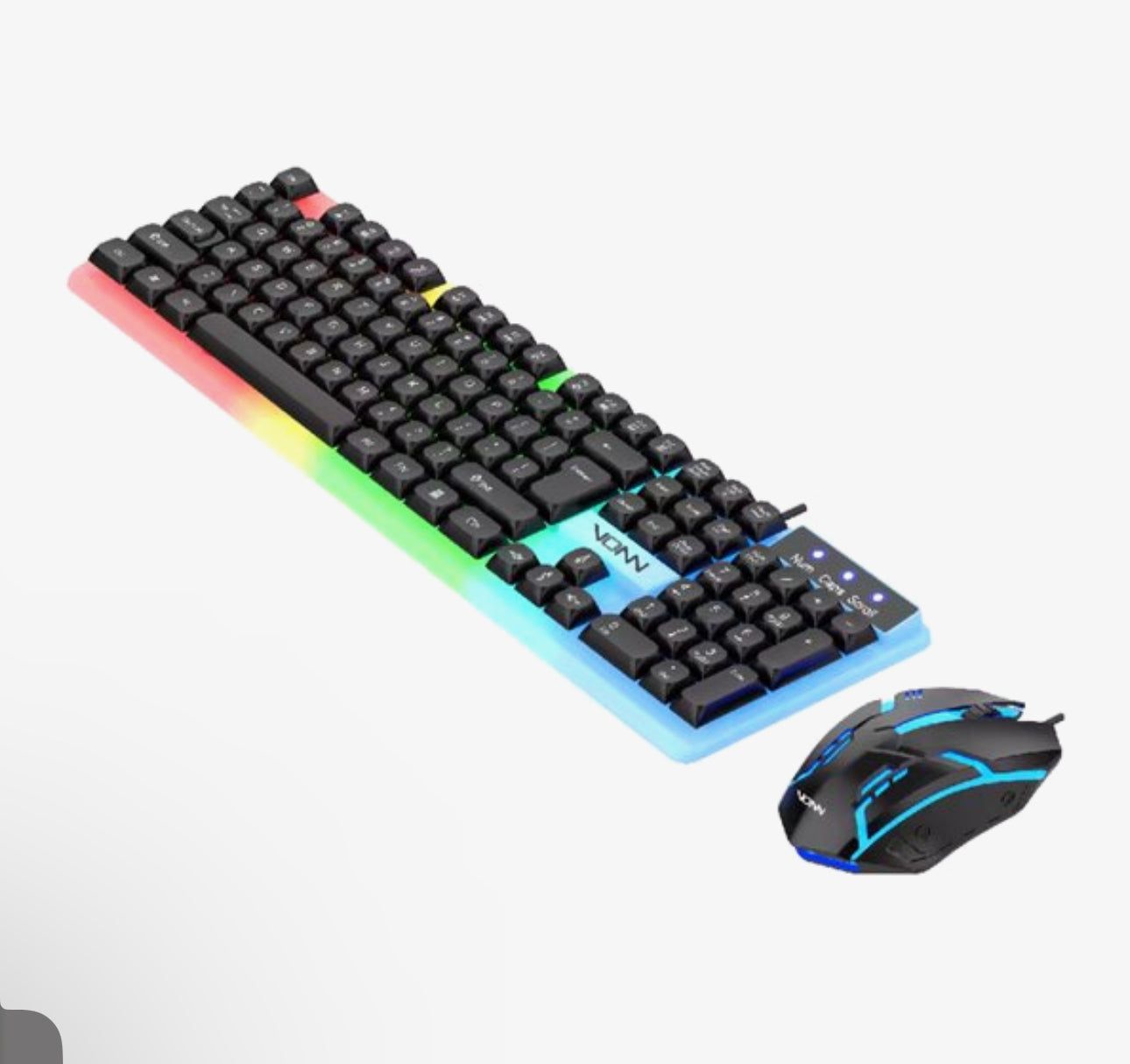 Bedraad Toetsenbord en Muis Set USB – RGB LED Verlichting – Full Size 104 Toetsen – Gaming Design – Zwart