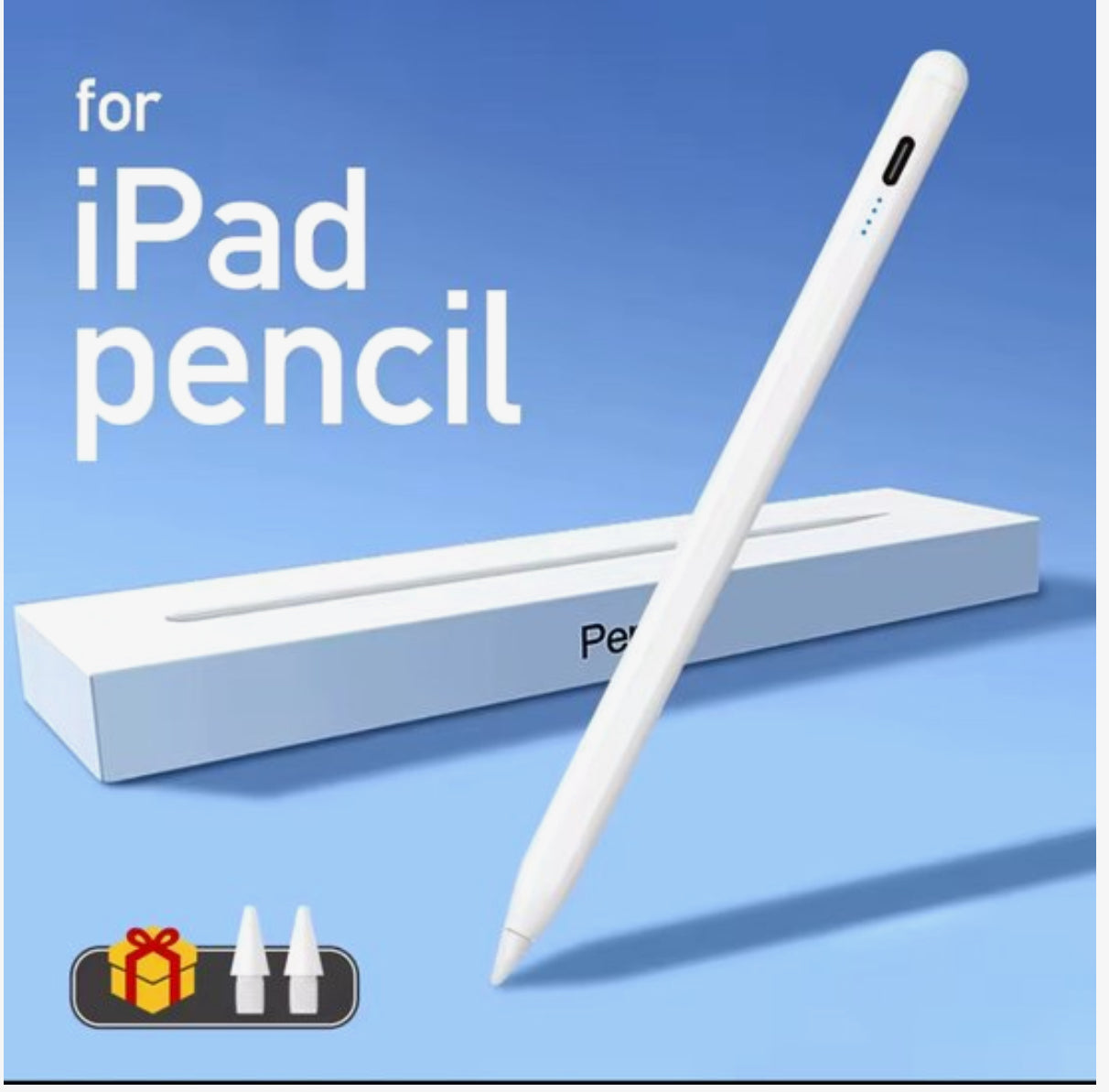 Stylus Pen voor iPad (2018–2025) met Palm Rejection en LED Batterij-indicator – Oplaadbare Touch Pen (Wit)