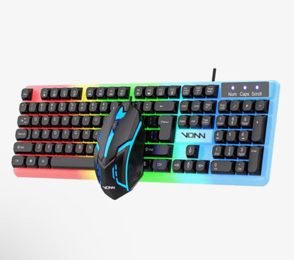 Bedraad Toetsenbord en Muis Set USB – RGB LED Verlichting – Full Size 104 Toetsen – Gaming Design – Zwart