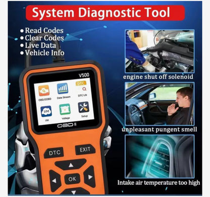 OBD2 Diagnoseapparaat V500 – Auto Uitleesapparaat – Foutcodelezer – OBDII Scanner – Live Data – Accuspanning Test – Benzine & Diesel