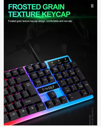 Gaming Toetsenbord en Muis Set RGB – Bedraad USB – 104 Toetsen – Regenboog Backlight – Waterbestendig – Wit – TF230