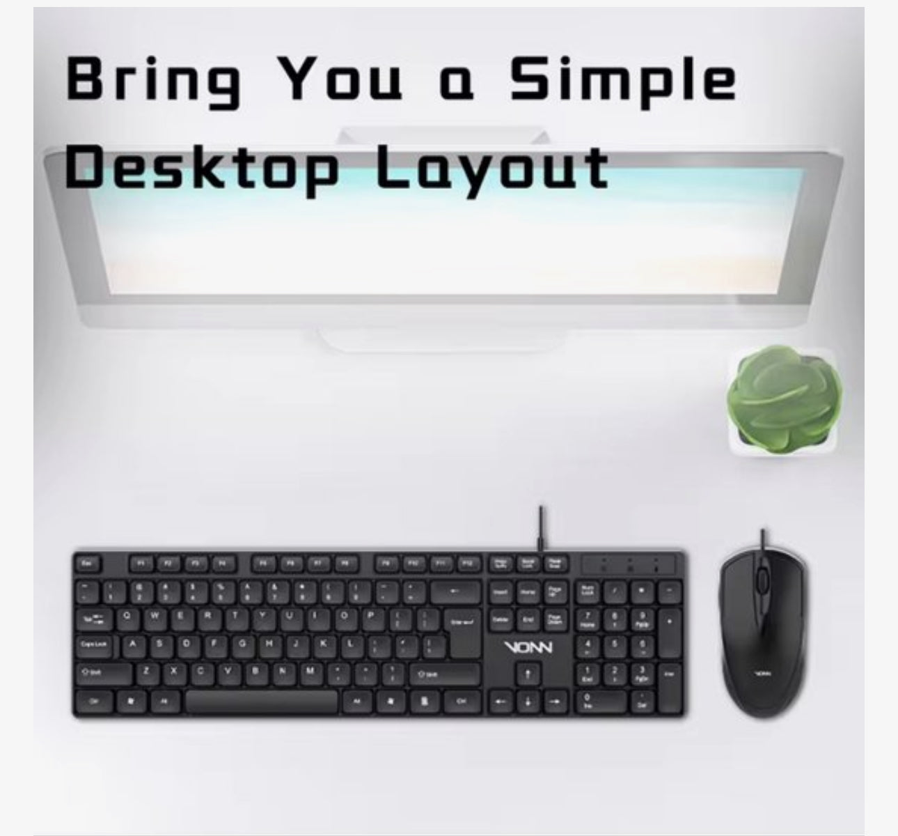 Bedrade Toetsenbord en Muis Set – 104 Toetsen met Numeriek Toetsenblok – USB Plug & Play – Ergonomisch Office Keyboard en Muis – 1200 DPI – Zwart – Voor PC en Laptop