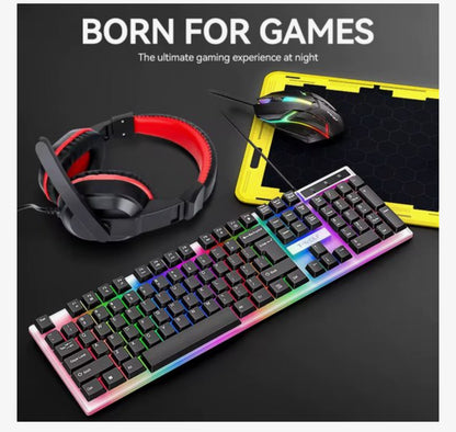 Toetsenbord, Gaming Muis, Headset & Muismat – RGB LED Verlichting – Bedrade USB - 4-in-1 Gaming Set – – 104 Toetsen – PC / Laptop Gaming Combo