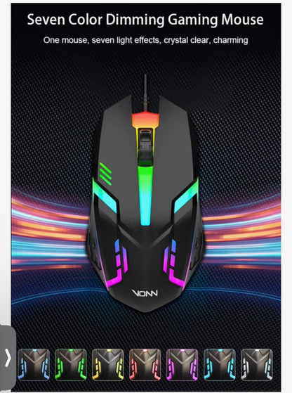 Bedraad Toetsenbord en Muis Set USB – RGB LED Verlichting – Full Size 104 Toetsen – Gaming Design – Zwart