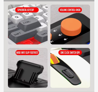 Gaming Toetsenbord en Muis Set – RGB Verlichting – 104 Toetsen – Bedraad USB – Multimedia Toetsen & Volume Knop – Inclusief Mousepad – Wit