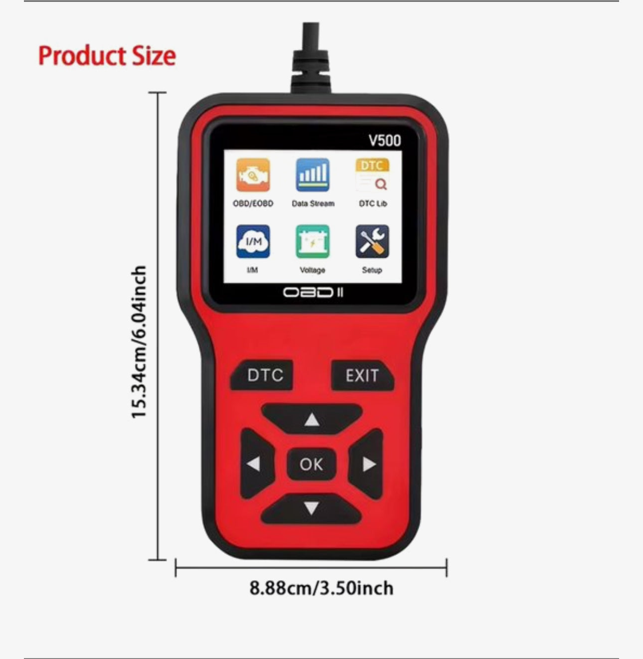 OBD2 Diagnoseapparaat V500 – Auto Uitleesapparaat – Foutcodelezer – OBDII Scanner – Live Data – Accuspanning Test – Benzine & Diesel