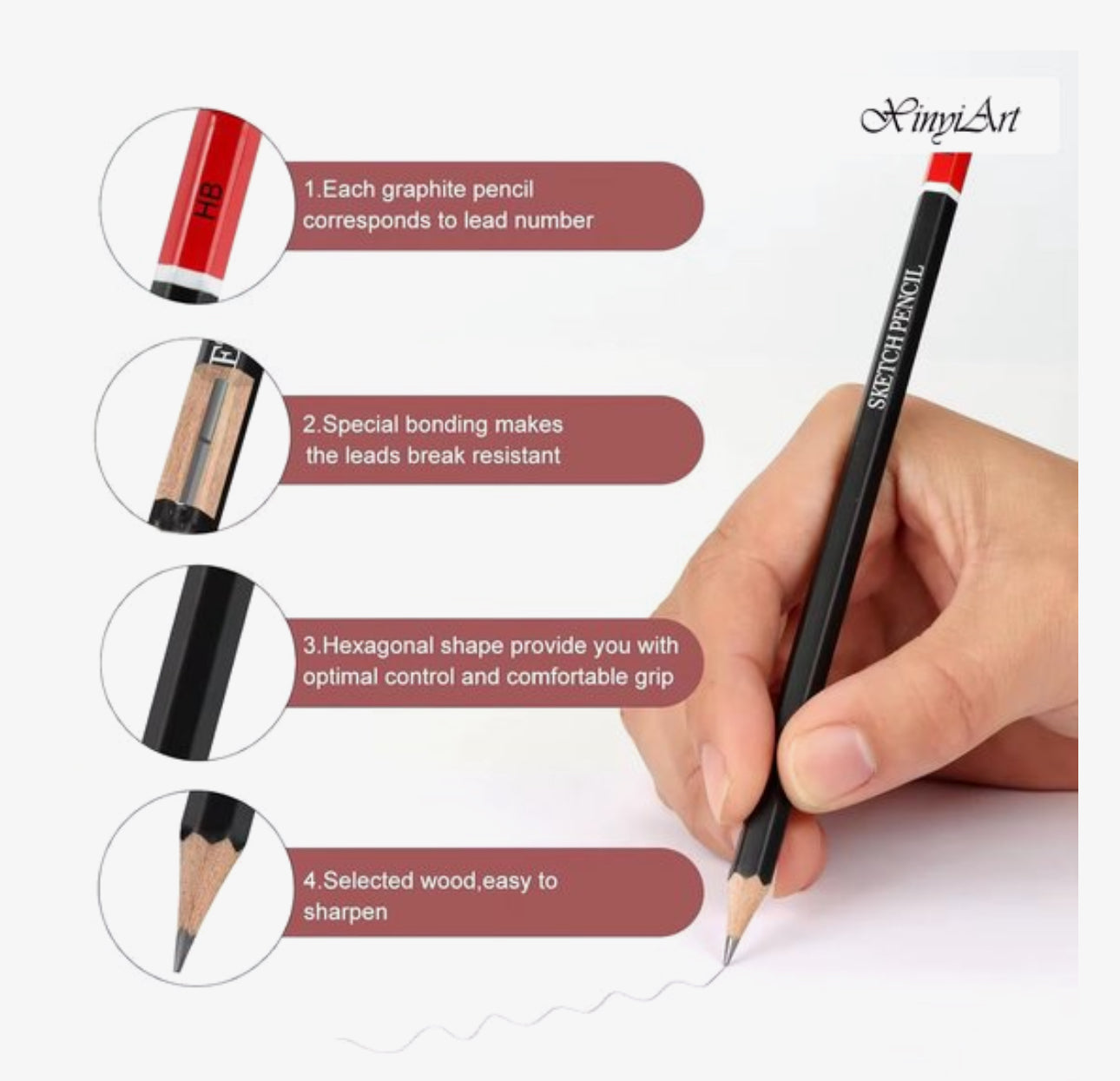 14-delige Professionele Tekenset – Sketch Potloden Set met Gum en Puntenslijper – HB t/m 12B – Voor Tekenen, Schetsen en Kunst