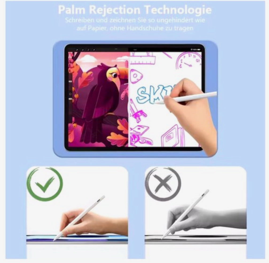Stylus Pen voor iPad (2018–2025) – Oplaadbare Touch Pen met Palm Rejection, LED Batterij-indicator en 5 Extra Penpunten – Wit