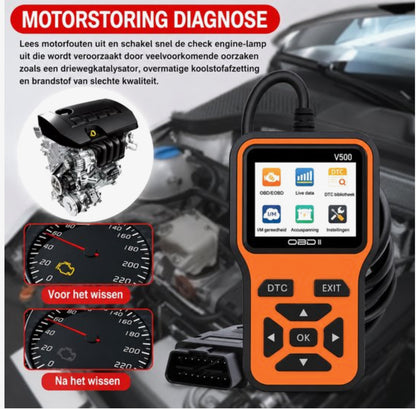 OBD2 Diagnoseapparaat V500 – Auto Uitleesapparaat – Foutcodelezer – OBDII Scanner – Live Data – Accuspanning Test – Benzine & Diesel