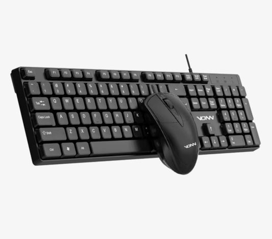 Bedrade Toetsenbord en Muis Set – 104 Toetsen met Numeriek Toetsenblok – USB Plug & Play – Ergonomisch Office Keyboard en Muis – 1200 DPI – Zwart – Voor PC en Laptop