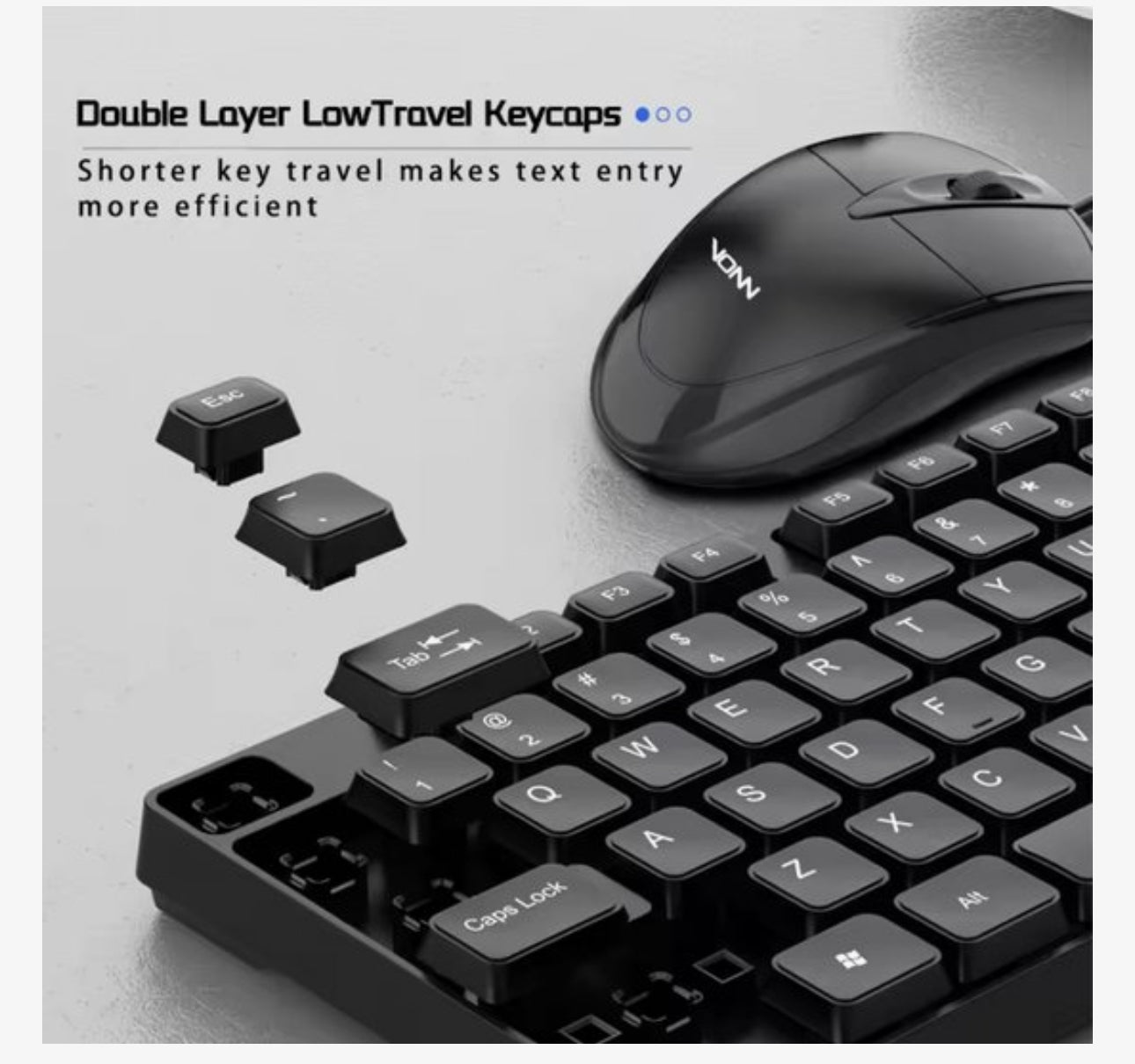 Bedrade Toetsenbord en Muis Set – 104 Toetsen met Numeriek Toetsenblok – USB Plug & Play – Ergonomisch Office Keyboard en Muis – 1200 DPI – Zwart – Voor PC en Laptop