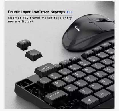Bedrade Toetsenbord en Muis Set – 104 Toetsen met Numeriek Toetsenblok – USB Plug & Play – Ergonomisch Office Keyboard en Muis – 1200 DPI – Zwart – Voor PC en Laptop